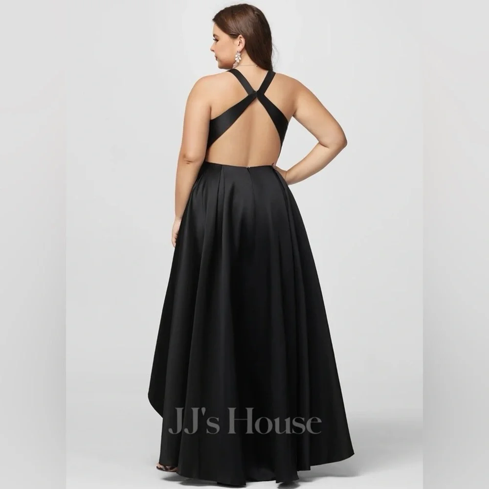JJ’s House: A-line V-neck Asymmetrical Satin Evening Dress (USED ONCE) - Picture 3 of 10